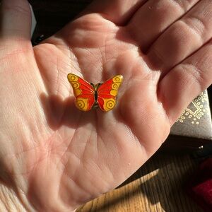 Vintage Orange and Yellow Butterfly Brooch